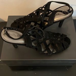 Kelly & Katie Black Suede Strappy Stilleto Heels